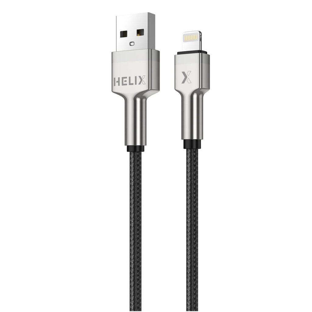 HELIX Ultra Fast Charging Zinc Alloy USB-A To Lightning Cable With Aluminum Alloy Shell, Double Nylon Braided 1.2M - HELICORD-UL