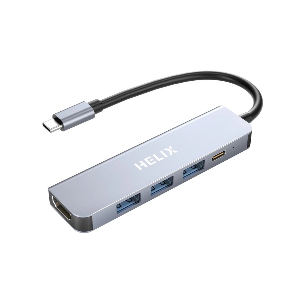 HELIX 5-IN-1 87W PD USB-C HUB With USB 3.0, 4K HDMI, Aluminum Protective Shell HELIHUB-5
