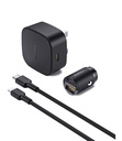 Aukey 20W Compact PD Charger - Black - Type C Output + USB-C - Lightning Cable - 1.2 Mtrs + World Smallest 30W Car Charger