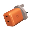 Momax 1-Charge 45W 2-Port GaN Charger 2x USB-C (UK) (Orange)
