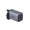 HELIX 65W Ultra Fast GaN PD USB-C + QC USB-A Laptop/iPad Wall Charger – Metallic Grey