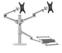 Gamvity OL-10T Full-Motion Triple Mount – Dual 17–32" Monitors + 12–17" Laptop Arm