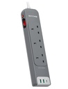 RAVPower RP-PC1038 3 Outlets Power Strip Gray UK Version 3m with USB Port gray